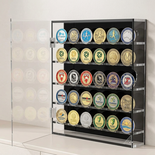 45-Slot Coin & Medal Shadow Box Display