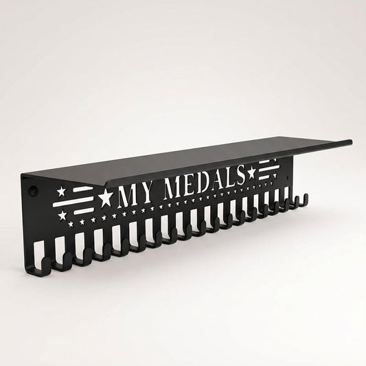 Heavy-Duty Metal Medal Rack with Trophy Shelf